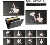 1 pezzo - Portafoglio da uomo con 6 scomparti per carte, portacarte, RFID blocking in lega di alluminio, sottile, porta monete, con stampa a lettere Lettera B (1 pezzo),Lettera C (1 pezzo),Lettera D (