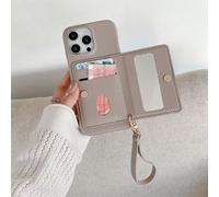 1 pezzo Portafoglio di lusso in pelle PU con cordino, specchio e slot per carte, compatibile con 17 Air 16 16e 15 14 Plus 13 12 11 Pro Max, Galaxy S20 S21 FE S22 S23 S24 S25 Plus Note 20 Ultra A52 A52