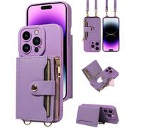 1 pezzo Portafoglio in pelle PU con slot per carte, specchio e tracolla compatibile cone 17 Pro Max/17 Pro/17/Air/16 Pro Max/16/15/14/13, Redmi Galaxy S20,Galaxy S20 Ultra,IPhone X/XS,iPhone 12,iPhone