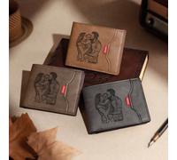 1 pezzo Portafoglio pieghevole vintage personalizzato da uomo, con foto e testo personalizzati, regalo unico per marito, padre, anniversario, compleanno, festa del papà Poliuretano