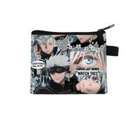 1 pezzo Portafoglio unisex GogoSatoru, porta carte da disegno animato, porta monete altamente attraente, bustina porta oggetti per studenti, portafogli mini con cerniera di alta qualità e grande capac