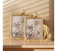 1 pezzo Portafoto in resina a forma rettangolare di giraffa, cornice da tavolo in materiale resinoso per una presentazione fotografica calda, adatta per la decorazione fotografica domestica e come acc