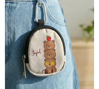 1 pezzo Portamonete compatto e multifunzionale, con motivi di orso e capibara, con slot per carte, pochette leggera con molletta, comodo per monete, carte, accessori e chiavi, adatto come regalo per r