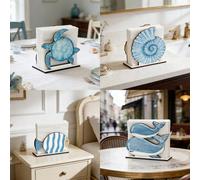 1 pezzo Portasalviette in legno verticale a tema marino - decorato con tartaruga marina, balena e motivi di animali . Adatto per cucina, tavolo da pranzo e bancone, ottimo per decorazioni di case al m