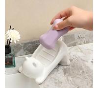 1 pezzo Portasapone ovale a forma di gatto in plastica, rastrelliera da appoggio per il drenaggio del sapone per il lavandino del bagno, portasapone multifunzione, idea regalo perfetta per la decorazi