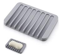 1 Pezzo Portasapone Silicone con Scarico - Portatile per Bagno e Cucina, Viaggi (Grigio)