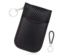 1 pezzo portatile segnale blocco faraday sacchetto borsa, anti RFID chiave auto, custodia anti RFID per cellulare, protezione antifurto anti hacking telecomando veicolo nero, con 1 portachiavi