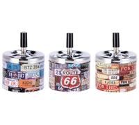 1 Pezzo Posacenere a Molla Push in Metallo 9 x 13 cm 3 Decori