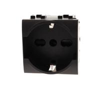 1 Pezzo Presa Schuko Universale 2P+T 10/16A 220V, Compatibile con Bticino Living International, Colore Nero, Occupa 2 Moduli