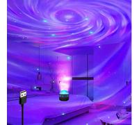 1 pezzo Proiettore LED a onde d'acqua, luci multicolore RGB con telecomando, luce a onde oceaniche, proiettore a cielo stellato rotante, luce natalizia, proiettore per feste, adatto per soggiorno, cam