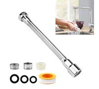 1 Pezzo Prolunga per Rubinetto Cucina, 360° Girevole Estensore Rubinetto, Doccetta Estensibile per Lavandino, Acciaio Inox Aeratore Rompigetto Rubinetto per Cucine, Toilette, Bagni e Lavandini (30CM)