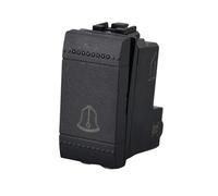 1 Pezzo Pulsante Con Disegno Campanello, 1P 16A 220V, Compatibile Con Bticino Living International, Colore Nero, Retroilluminabile, 1 Modulo, Serie MBL