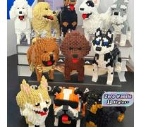 1 pezzo Puzzle 3D in blocchi da costruzione a forma di cane da compagnia (Teddy/Schnauzer/Dobermann/Husky/Bulldog Francese/Chow Chow/Bassotto/Barboncino/Golden Retriever/Corgi/Bull Terrier), modello c