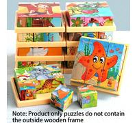1 pezzo Puzzle di blocchi di legno a 6 lati - 9 pezzi di puzzle di legno, tema di animali , aiuta la concentrazione, la categorizzazione e il pensiero logico, regalo ideale oceano,animale,azienda agri