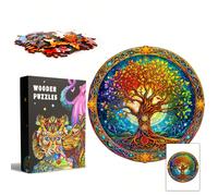 1 pezzo Puzzle in legno ad albero della vita dei chakra, puzzle in legno asimmetrico a forma di animale, gioco da festa unico, opera d'arte decorativa, puzzle magico da tavolo, puzzle educativo per ba