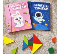 1 pezzo Puzzle magnetico colorato a tangram, tema spaziale e geometrico, gioco educativo per lo sviluppo dell'intelligenza, adatto come regalo per la Festa dei Bambini! Modello da 253 spazi,Stile 254-