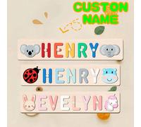 1 pezzo Puzzle personalizzato con nome, personalizza il tuo nome, in diversi colori, abbinabile a elementi carini, giocattolo educativo in legno per l'apprendimento precoce, regalo di battesimo o anni