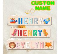 1 pezzo Puzzle personalizzato con nome, personalizza il tuo nome, in più colori, abbinabile ad elementi carini, giocattolo educativo in legno per apprendimento precoce, regalo di battesimo o anniversa