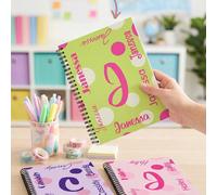 1 pezzo Quaderni a spirale personalizzati per la scuola, Diario scolastico con testo personalizzato, Regalo per il ritorno a scuola, Forniture per ufficio personalizzate 14,2 x 21 cmCarta tessile