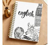 1 pezzo Quaderno a spirale A5, quaderno inglese con schizzi vintage di monumenti mondiali, disegni a linee semplici, articoli di cancelleria accademica, regalo pratico per adulti appassionati di appre