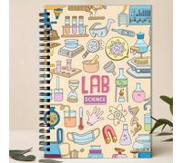 1 pezzo Quaderno a spirale affascinante a tema scientifico - 14,2*21cm, quaderno a righe, design da laboratorio scientifico, illustrazioni colorate di attrezzature sperimentali, per ufficio, scuola, a