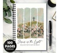1 pezzo Quaderno a spirale cristiano, Gesù è la luce, quaderno per annotazioni bibliche per il diario di fede delle donne, adatto per lo studio della Bibbia e le note della chiesa Carta tessile