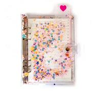1 pezzo Quaderno ad anelli con pagine sciolte e glitter, 45 pagine a righe, può essere usato come libro di raccolta di denaro o come quaderno rimpiazzabile, forniture scolastiche, ritorno a scuola A5,