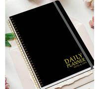 1 pezzo Quaderno pianificatore giornaliero - Quaderno giornaliero non datato formato A5 con lista dei compiti, priorità e note per lavoro, scuola e produttività, forniture per ufficio Carta tessile
