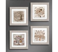 1 Pezzo Quadro da Parete Ceramic Modern Tree Beige 29 x 29 cm 4 Decori