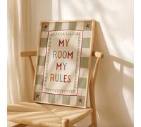 1 pezzo Quadro da parete in tela con cornice per camera da bambino, cartellone a tema "La mia stanza, le mie regole", decorazione da parete in stile country vintage per camera da letto dei bambini, ar