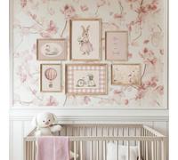 1 pezzo, Quadro su tela con cornice, Set da parete per cameretta rosa, Decorazione per la stanza di una bimba, Decorazione vintage per la stanza dei bambini, Arte da galleria per ragazze, Stampa antic