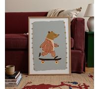 1 pezzo Quadro su tela incorniciato, Murale da parete a tema tigre per cameretta, Dipinto da appendere in stile circo per cameretta, cartellone di animali fantastici con palloncini, Decorazione stampa