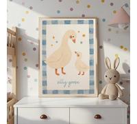 1 pezzo Quadro su tela, opera d'arte da parete per cameretta dei bambini, opera d'arte "Oca Buffa", con tema della Mamma Oca, decorazione da parete per cameretta bambini, design di oca neonata, stile 