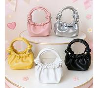 1 pezzo Questa elegante e dolce mini borsa plissettata di colore unito presenta un design unico con catena per spalla/tracolla, adatta a varie occasioni e usi versatili. È perfetta per attività all'ap