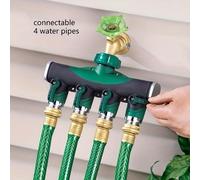 1 pezzo Raccordo a 4 vie in ottone per tubo da giardino, con valvola a sfera a doppia uscita, adatto per la cura del prato e il giardinaggio Distributore d'acqua a 4 vieLega di zinco