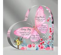 1 Pezzo Regalo In Acrilico, Decorazione Con Versetto Biblico E Motivazionale A Forma Di Cuore Per Donna. Regalo Di Compleanno Perfetto Per Donne Fedeli, Targa E Segno Per Decorazione Camera. PMMA