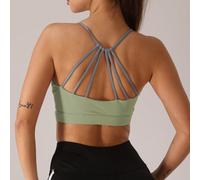 1 pezzo Reggiseno sportivo da donna a forma di ventaglio con sottile spalline, imbottitura leggera, senza cuciture e senza fili, per yoga e attività fisica L,M,S,XL,XSBlocchi di coloreTessuto in magli