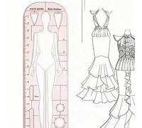 1 pezzo Righello di design alla moda, modello di corpo umano per la progettazione di abbigliamento, strumento tecnico di progettazione, righello figura umana dinamica per la progettazione di abbigliam