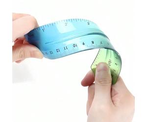 1 pezzo Righello flessibile e morbido da 20 cm x 15 cm, con scala in centimetri e pollici, a colori arcobaleno, per ufficio, studenti, scuola, forniture essenziali per il ritorno a scuola Policloruri 