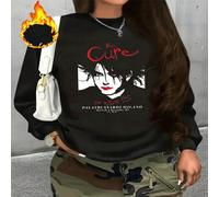 1 pezzo Ritratto della band The Cure, felpa da donna con stampa, collo rotondo casual con fodera in pile, il regalo di compleanno perfetto, regalo di vacanza per fan della musica, elegante e comoda L,