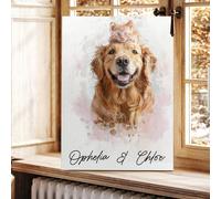 1 pezzo Ritratto personalizzato dell'animale domestico in acquerello incorniciato da foto, regalo personalizzato per lei, regali di San Valentino per lui, regalo commemorativo personalizzato per cani 