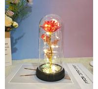 1 pezzo Rosa illuminata sotto campana di vetro, Rosa artificiale, Fiore di plastica multicolore simulato, Adatto come regalo per donna, regalo per la festa della mamma, Ringraziamento, San Valentino S