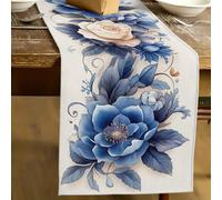1 pezzo Runner da tavolo con motivo floreale blu, stile moderno, runner da tavolo per uso quotidiano, per feste interne ed esterne, decorazione per la casa, adatto per la decorazione della cucina dome