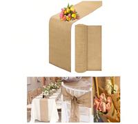 1 pezzo Runner da tavolo in lino grezzo, runner da tavolo in lino rustico per matrimoni, tessuto fai-da-te, tovaglia rettangolare intrecciata in lino, adatta per feste nel bosco e raduni da picnic, de