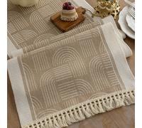1 pezzo Runner da tavolo, in materiale impermeabile con bordo a nappine, adatto per la decorazione della tavola domestica, matrimoni, ristoranti, salotto 35*180,35*120,35*210,35*160,35*240,35*270,35*3