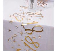 1 pezzo Runner da tavolo in poliestere per 18/30/40/50/60/70° compleanno, 275*28cm, design in rete con lamina dorata, decorazione da tavolo per festa di 18° compleanno, forniture per festa di 40/50/60