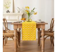 1 pezzo Runner da tavolo rettangolare giallo bohémien, con motivo geometrico, telo da tavola decorativo per buffet, mobile porta scarpe, resistente a polvere e macchie, adatto per casa, cucina, sala d