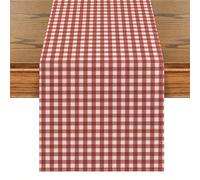 1 pezzo Runners da tavola moderno e minimalista in rosso e bianco a quadri, tovaglia rettangolare rossa e bianca a scacchi per Natale, disponibile in più dimensioni, perfetto per pranzi in famiglia, d