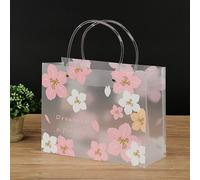 1 pezzo Sacchetto regalo con motivo floreale, borsa da regalo in PVC trasparente portatile per feste, San Valentino e vacanze Tagli UnicaLettere,PiantePolicloruri di vinile