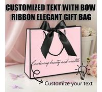 1 pezzo Sacchetto regalo elegante con fiocco e testo personalizzato stampato, adatto per feste, matrimoni, compleanni, lauree, festa della mamma e altro, disponibile in vari colori, multifunzionale, d